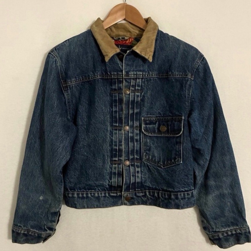 Vintage c. 1990’s Ralph Lauren Women's Floral lined Jean Jacket Corduroy Collar
